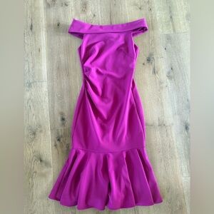 Vince Camuto Fuchsia Off the Shoulder Trumpet Dress